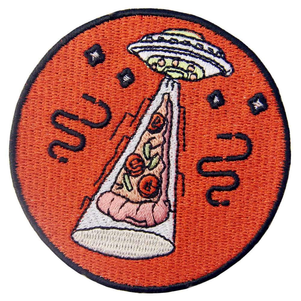 Amazon.co.jp: UFOとピザ刺繍のバッジのアイロン付けまたは縫い